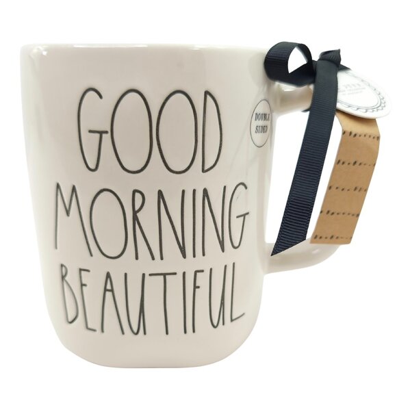 Rae Dunn “Good Morning Beautiful” Double-Sided Ceramic Coffee Mug - Picture 2 of 7